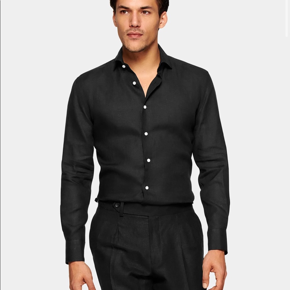 Black slim fit button down